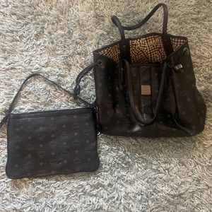 Black Authentic MCM tote and mini shoulder bag.